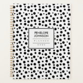 Elegant Black White Polka Dot Pattern Planer (Vorderseite)