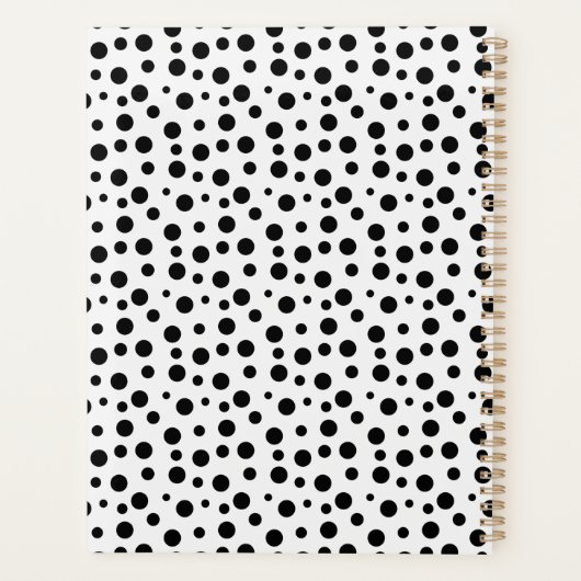Elegant Black White Polka Dot Pattern Planer (Rückseite)