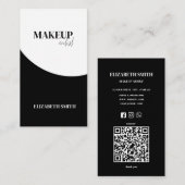 Elegant black &white QR code makeup artist  Visitenkarte (Vorne/Hinten)