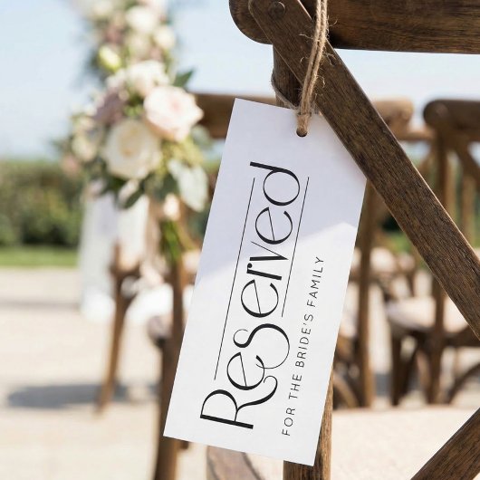 Elegant Black White Reserved Wedding Seating Sign Einladung