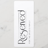 Elegant Black White Reserved Wedding Seating Sign Einladung (Vorderseite)
