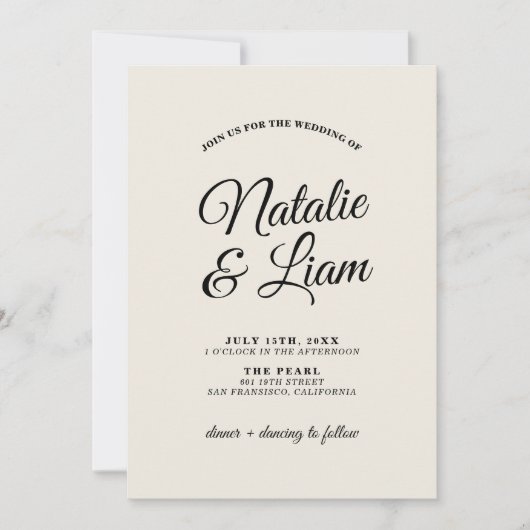 Elegant Black & White Retro Modern Wedding Einladung (Vorderseite)