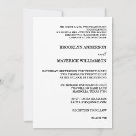 Elegant Black & White Rose Wedding Invitation Einladung