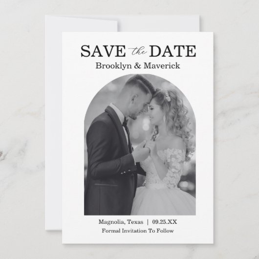 Elegant Black & White Save The Date Photo (Vorderseite)