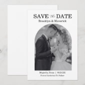 Elegant Black & White Save The Date Photo (Vorne/Hinten)