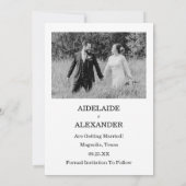 Elegant Black & White Save The Date Photo (Rückseite)