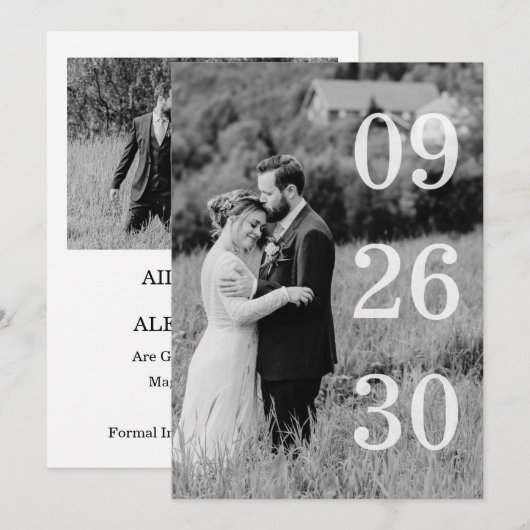 Elegant Black & White Save The Date Photo (Vorne/Hinten)