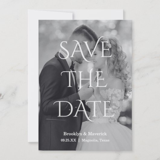 Elegant Black & White Save The Date Photo (Vorderseite)