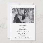Elegant Black & White Save The Date Photo (Rückseite)