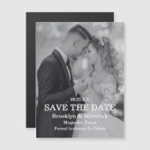 Elegant Black & White Save The Date Photo Magnetic Magnetkarte (Vorne/Hinten)