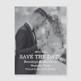 Elegant Black & White Save The Date Photo Magnetic Magnetkarte