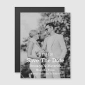 Elegant Black & White Save The Date Photo Magnetic Magnetkarte (Vorne/Hinten)