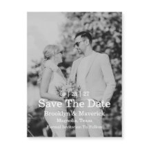 Elegant Black & White Save The Date Photo Magnetic