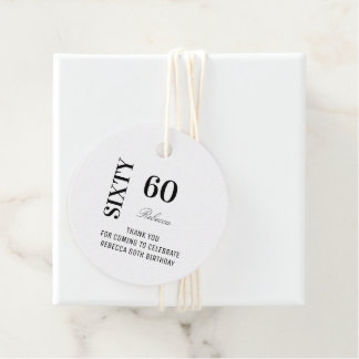 Elegant Black White Script 60 Birthday Thank You Geschenkanhänger