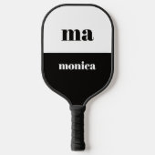 elegant black &white script monogram initial  pickleball schläger (Vorderseite)