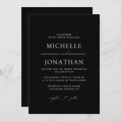 Elegant Black White Script Wedding | All In One Einladung (Vorne/Hinten)