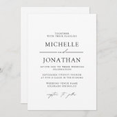 Elegant Black White Script Wedding | All In One Einladung (Vorne/Hinten)