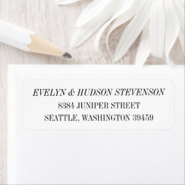 Elegant Black White Serif Wedding Return Address