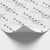 Elegant Black & White Signature Script  Geschenkpapier (Ecke)