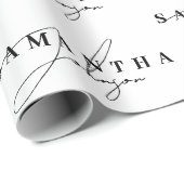 Elegant Black & White Signature Script  Geschenkpapier (Rolleneckpunkt)