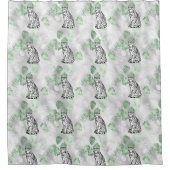 Elegant Black White Silver Tiger Pattern Duschvorhang (Vorderseite)