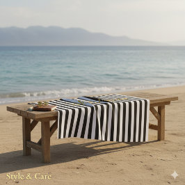 Elegant Black White Stripe Towel Personalized Name Strandtuch