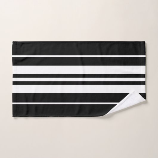 Elegant Black &White Stripes Pattern Badhandtuch Set (Handtuch)