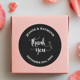 Elegant Black & White Vielen Dank Gastgeschenk Hoc Runder Aufkleber