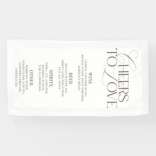Elegant Black & White Wedding Bar Menu Banner (Horizontal)