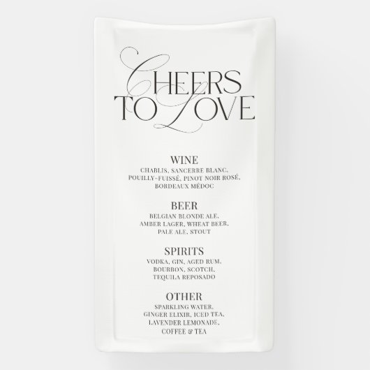 Elegant Black & White Wedding Bar Menu Banner (Vertikal)