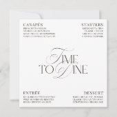 Elegant Black & White Wedding Dinner Menu Card Einladung (Vorderseite)