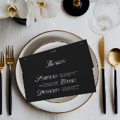 Elegant Black & White Wedding Dinner Menu Card Menükarte