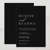 Elegant Black & White Wedding Einladung (Vorne/Hinten)