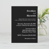 Elegant Black & White Wedding Einladung (Stehend Vorderseite)