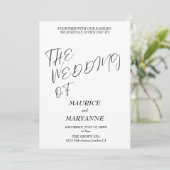 Elegant Black White Wedding Einladung (Stehend Vorderseite)