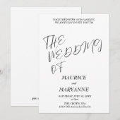 Elegant Black White Wedding Einladung (Vorne/Hinten)