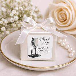 Elegant Black White Wedding Favor Thank You Quadratischer Aufkleber
