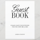 Elegant Black & White Wedding Guest Book Sign (Vorderseite)