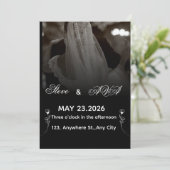 Elegant Black & White Wedding Invitation Einladung (Stehend Vorderseite)