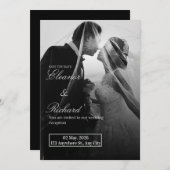 Elegant Black & White Wedding Invitation Einladung (Vorne/Hinten)