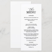 Elegant Black & White Wedding Menu Menükarte (Vorne/Hinten)