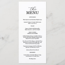 Elegant Black & White Wedding Menu Menükarte