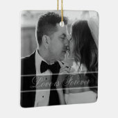 Elegant Black White Wedding Photo Keepsake Keramikornament (Rechts)