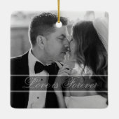 Elegant Black White Wedding Photo Keepsake Keramikornament (Rückseite)