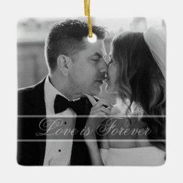 Elegant Black White Wedding Photo Keepsake  Keramikornament