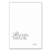 Elegant Black & White Wedding Place Card Tischnummer (Vorderseite)