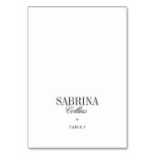 Elegant Black & White Wedding Place Card Tischnummer (Vorderseite)