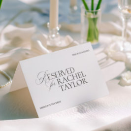 Elegant Black & White Wedding Reserved Place Card Karte