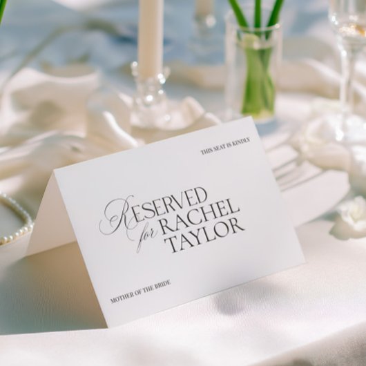 Elegant Black & White Wedding Reserved Place Card Karte