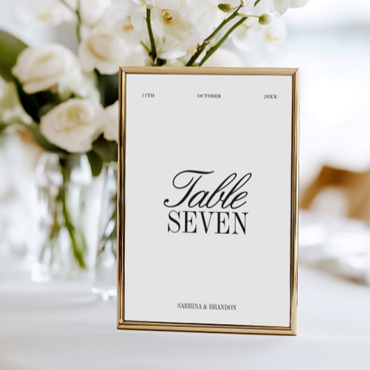 Elegant Black & White Wedding Table Number Einladung